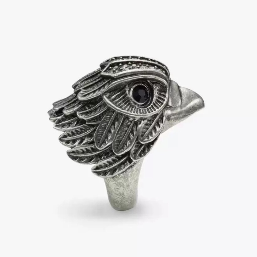 Kurt Geiger London Eagle Chunky Ring Gunmetal Silver Tone Size 7